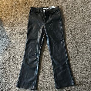 Zara kick flare crop faux leather pants